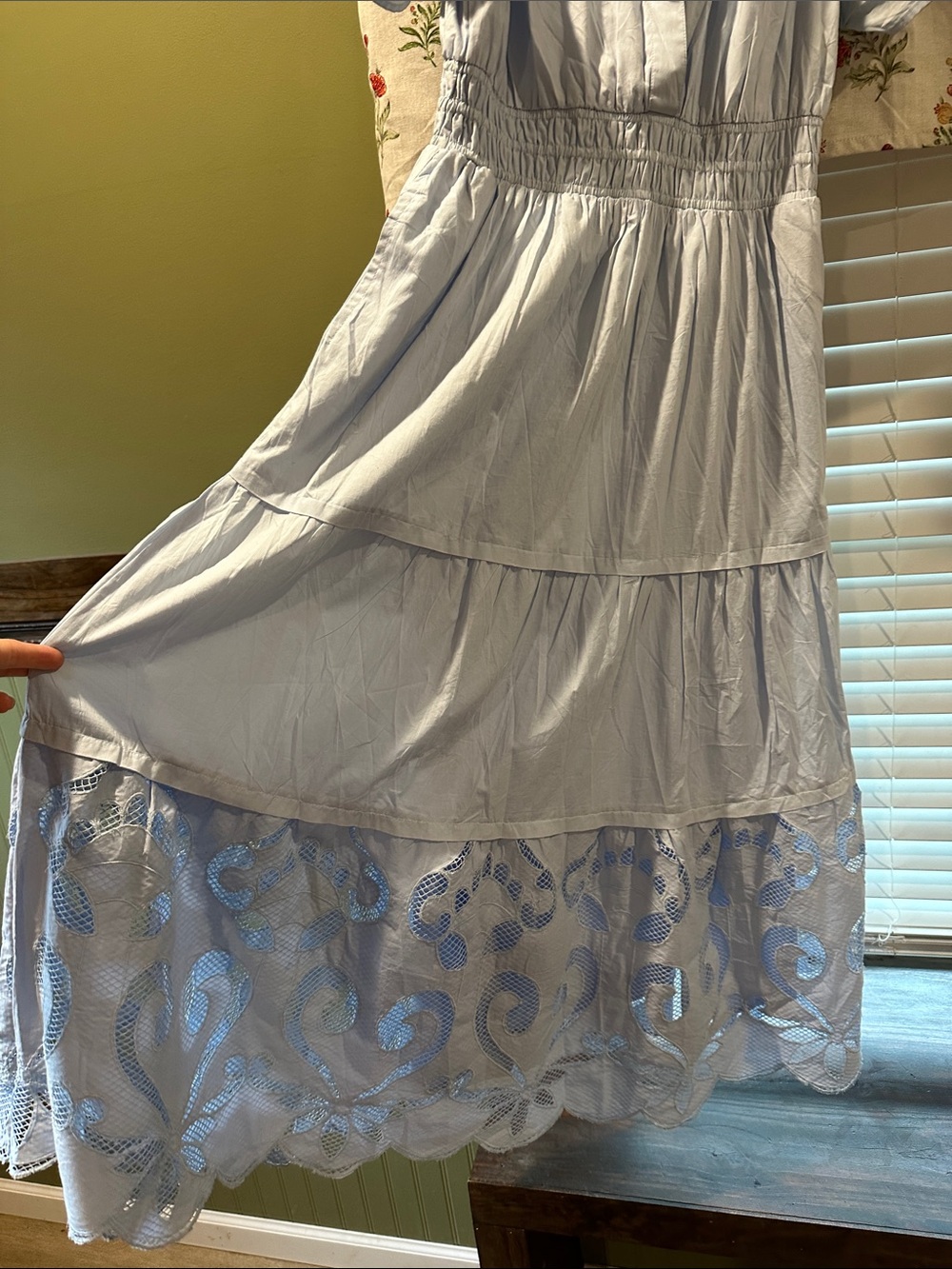 Haute Hippie Pale Blue Tiered Maxi Dress with Eyelet Hem - Picture 7 of 7